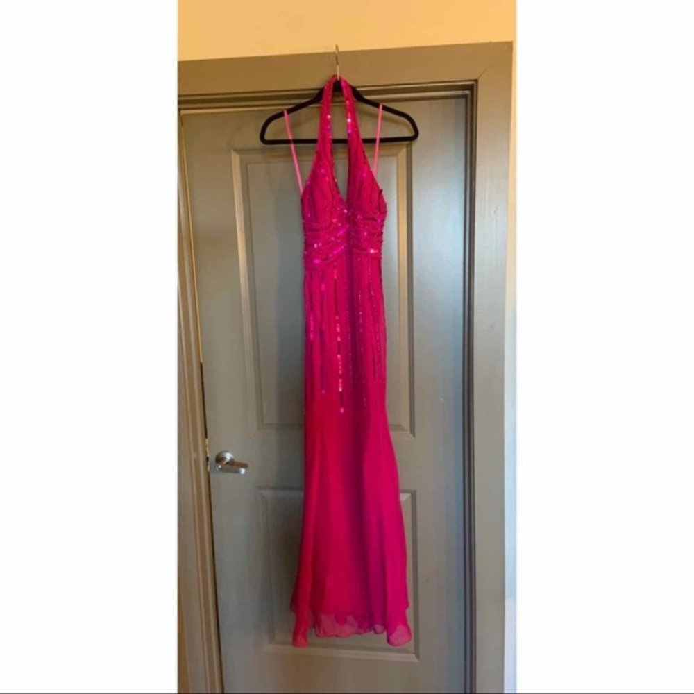 Sean Collection Fuschia Sequin A-Line Prom Dress - image 5